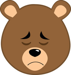 vector illustration face brown bear grizzly cartoon, with a sadness and regret expression