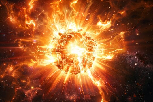 An exploding star releasing a burst of energy and light, illustrating the dramatic event of a supernova