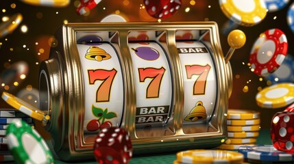 Casino banner, Betting poster, Banner of casino with 777 big win slot machine, Jackpot 777