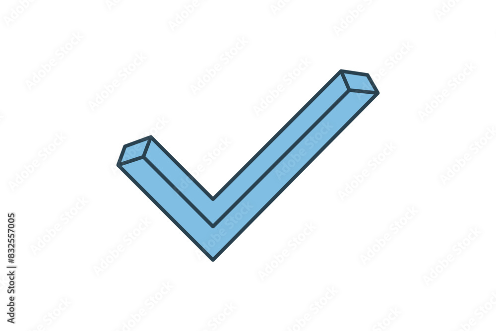 Poster checkmark icon. icon related to setup and setting. suitable for web site, app, user interfaces, prin
