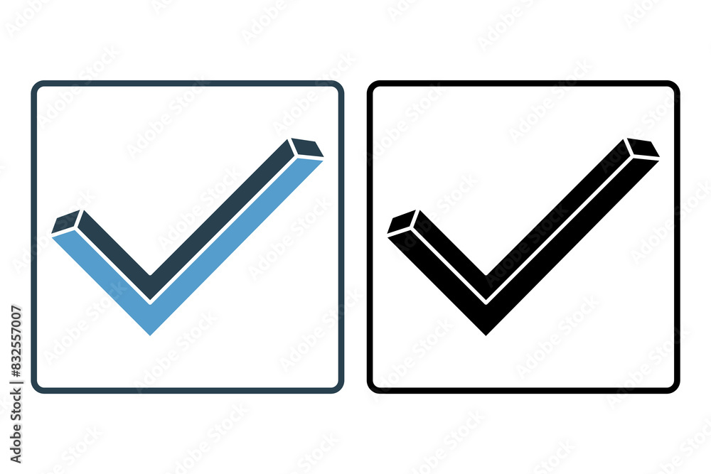Poster checkmark icon. icon related to setup and setting. suitable for web site, app, user interfaces, prin