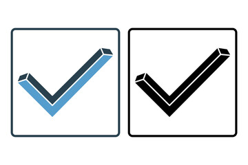 Checkmark icon. icon related to setup and setting. suitable for web site, app, user interfaces, printable etc. solid icon style. simple vector design editable