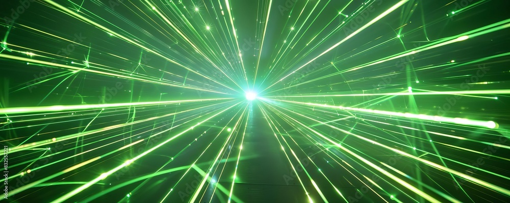 Poster a dazzling array of vibrant green lasers, each representing a unique path to success