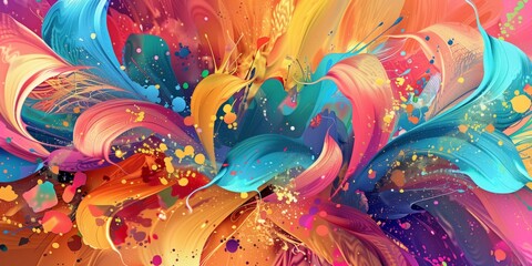 Vibrant Abstract Art with Colorful Swirls and Dynamic Patterns