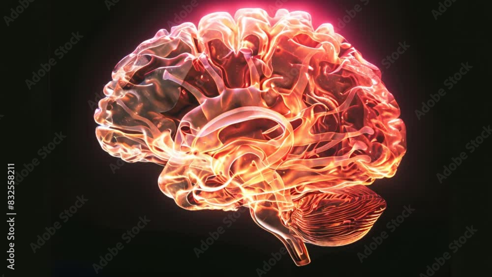 Poster An ultra-close-up photorealistic image illustrating the intricate neural pathways and glowing electrical activity of a brain scan.
