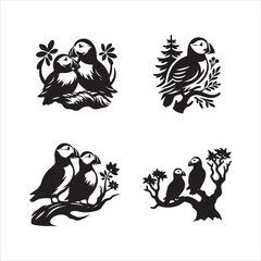 Atlantic Puffin silhouette vector icon graphic logo ai generated design