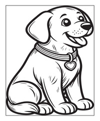 Fototapeta premium Cute cartoon puppy dog Black and white vector illustration for coloring page Ai generative