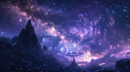 Fototapeta premium A serene night sky with the Milky Way and countless stars, perfect for stargazing and exploring the universe