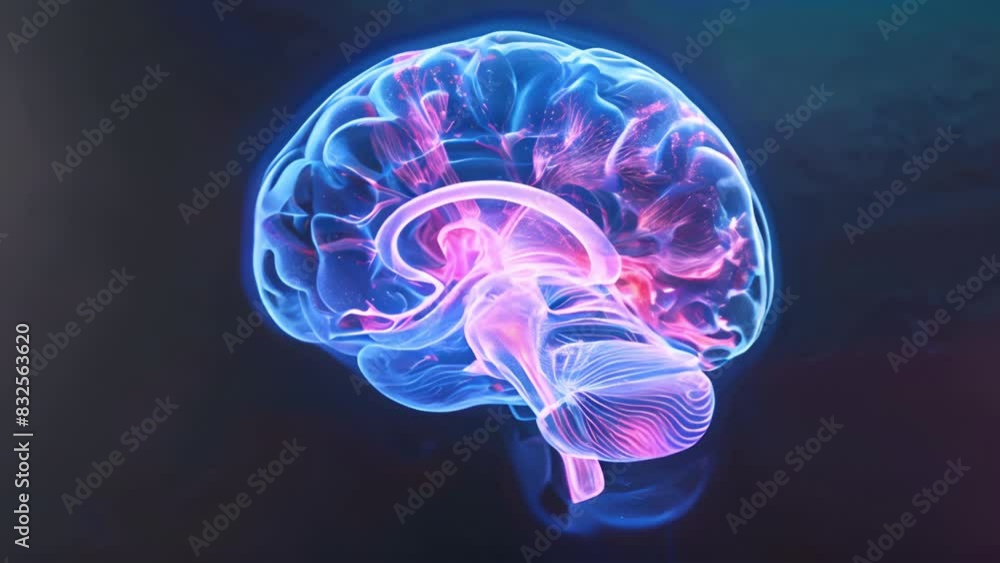Poster An ultra-close-up photorealistic image illustrating the intricate neural pathways and glowing electrical activity of a brain scan.