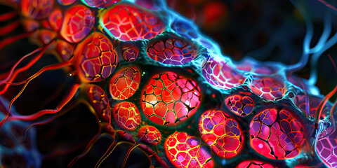 Fototapeta premium Plant Vascular Bundle Architecture: Microscopic examination of plant vascular bundles, highlighting xylem, phloem, and water transport