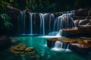 Fototapeta premium Beautiful scenery of waterfall in the forest.