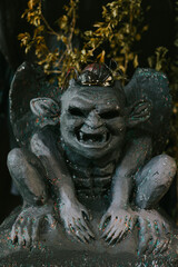 Halloween decorations at home or apartment, festive background or banner