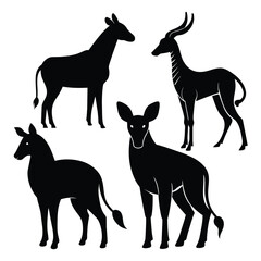 Set of Bongo animal black silhouettes vector on white background