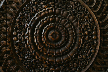 patterns carved from wood, background or banner in dark colors