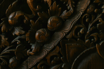 patterns carved from wood, background or banner in dark colors