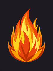 A cartoon illustration showing a fire against a black background