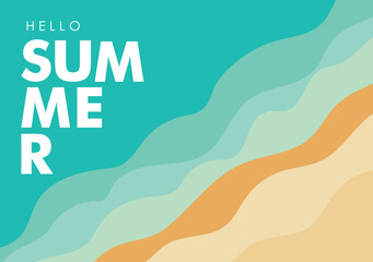 hello summer banner, white letters on abstract beach background, vector illustration,template for poster,cards,wallpaper