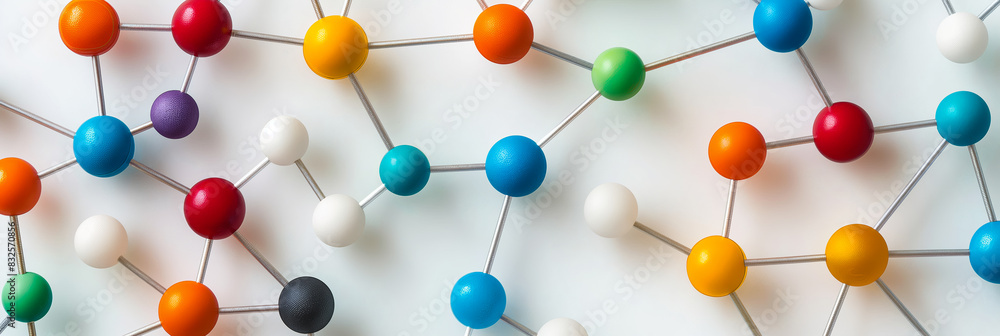 Aufkleber molecule models in various colors, arranged in a circular pattern on a white background