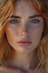 Woman with Red Hair. Model Portrait with Beautiful Eyes and Nice Hairstyle. Glamour Shoot 
