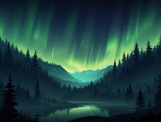 the beauty of the aurora in the night sky from above the forest