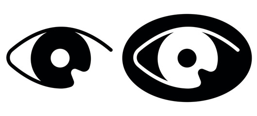 Eyesight pictogram in flat style. Simple monochrome eye symbol.