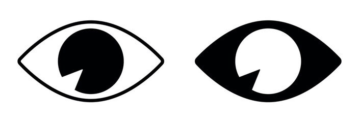 Eyesight pictogram in flat style. Simple monochrome eye symbol.