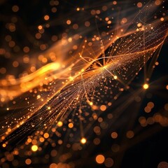 Glowing orange bokeh lights with vertical streaks