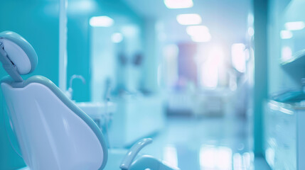 Blurred dental clinic background. Defocused interior of modern dental office.