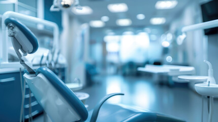 Blurred dental clinic background. Defocused interior of modern dental office.