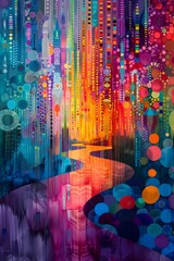 Vibrant Abstract Art A Cultural Tapestry Celebrating Ramadan and Eid Traditions