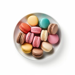 Fototapeta premium plate of macarons isolated on white background