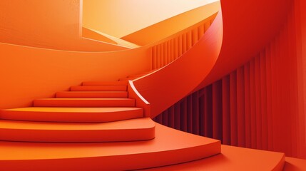 Orange geometric stairs in a 3D abstract design, highlighting modern and artistic elements. Perfect for creative and architectural visuals
