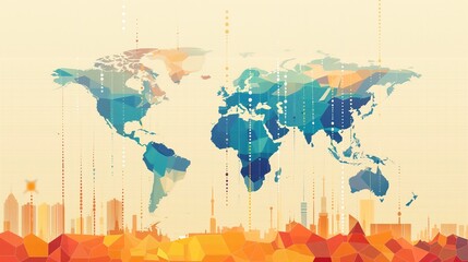 Abstract illustration of Renewable energy world map. Sustainability concept