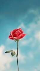 Colorful rose flowers set against a clear blue sky, featuring natural splendor.