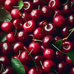 Fresh, juicy, red, vibrant cherries
