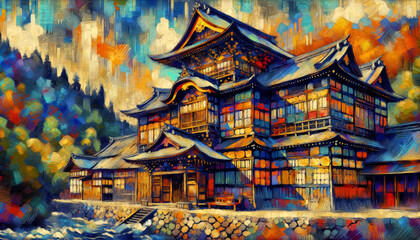 Obraz premium 日本の建造物 | Generative AI 