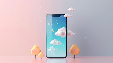 Weather app flat design front view meteorology theme animation colored pastel