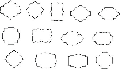 Set of Islamic vector shape of a window or door arch. Arab frame set. Ramadan kareem silhouette icon. Mosque gate. Islamic arabesque pattern. Arabian muslim shape arch Frame. Vintage frames 19