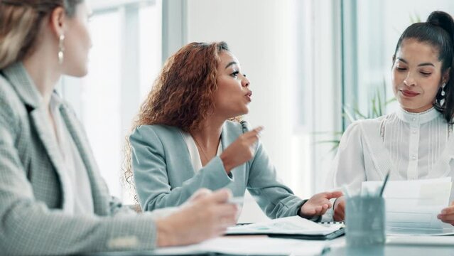 Collaboration, meeting and training with business people in boardroom of office for upskill development. Coaching, explain and talking with colleague team in workplace together for workshop seminar