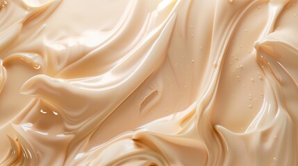 Closeup of creamy beige and white abstract liquid background.