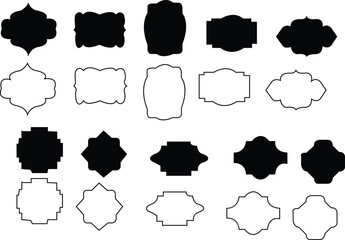 Set of Islamic vector shape of a window or door arch. Arab frame set. Ramadan kareem silhouette icon. Mosque gate. Islamic arabesque pattern. Arabian muslim shape arch Frame. Vintage frames 19