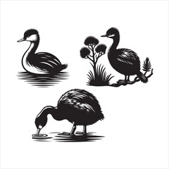 Australasian Grebe silhouette vector icon graphic logo ai generated design