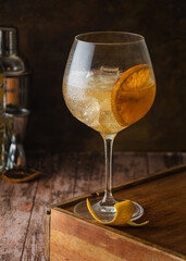 Refreshing Cocktail with Citrus Touches in a Glass.