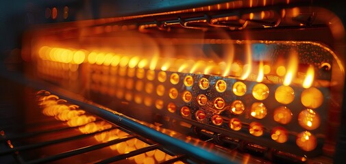 Closeup of a toasters heating elements glowing, with room for additional text