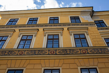 Facade of Fritz House in Banska Stiavnica.May 2023.