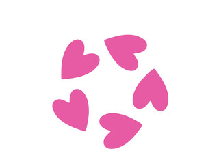 Abstract pink heart in circular path.creative print design.Heart symbol background pattern.