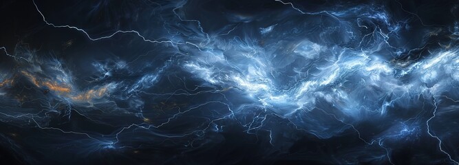 Electric Blue Lightning Bolts in Dark Sky - Symbol of Power and Energy