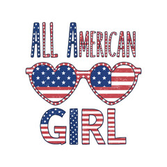  All-American girl typography T-shirt design.