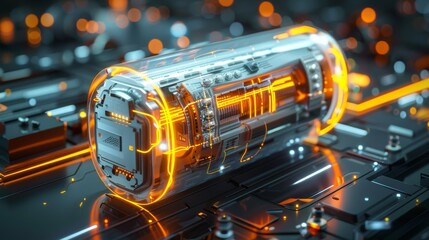 A detailed diagram of a lithium-ion battery, showing the anode made of graphite and the cathode made of lithium cobalt oxide, explaining the mechanism of energy storage and release