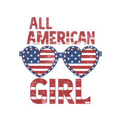  All-American girl typography T-shirt design.